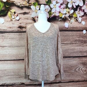 Maurices Women’s Rayon Pink Floral Embroidered Lace Tie Back Sweater Large